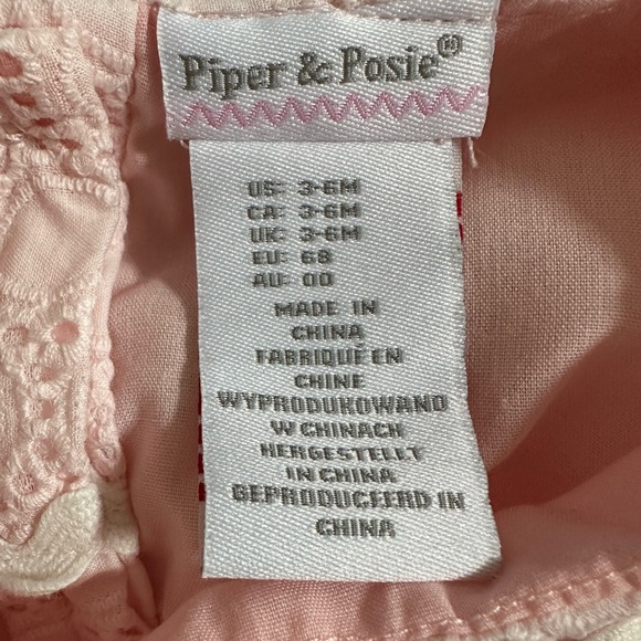 💕 EUC Piper & Posie Dress size 3-6 months pink eyelet lined dress baby girl - Picture 7 of 8
